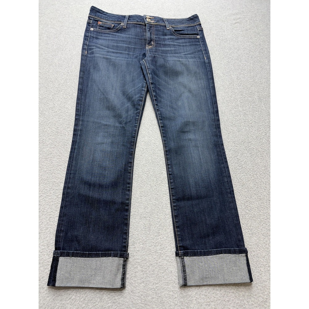 Hudson Ginny Crop Straight Jeans Womens 30 Mid Rise Medium Wash Cuffed 24 USA - Picture 2 of 15